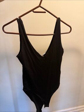 Mango Black V-Neck Sleeveless Bodysuit